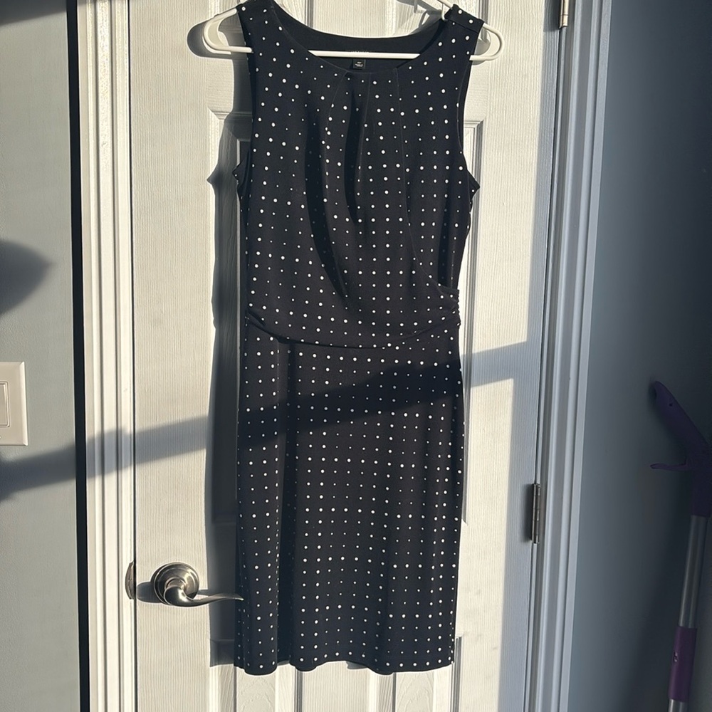 Ann Taylor petite sleeveless stretch polka dot dress